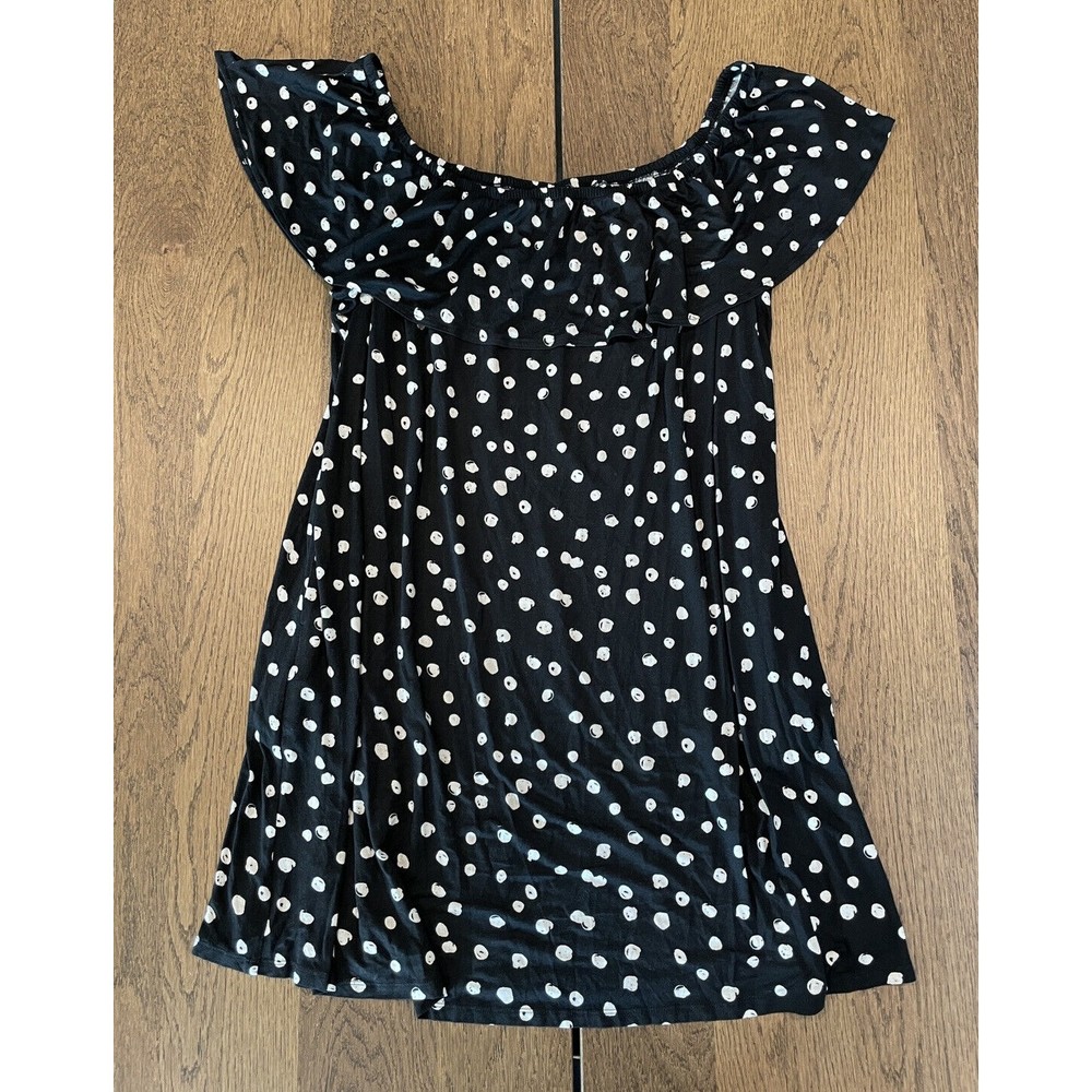 Lane Bryant Off Shoulder Black Polka Dot Dress Women’s Size 22/24 Pockets